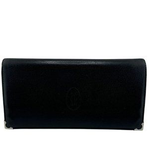 CARTIER Cartier Bi-fold Long Wallet Cabochon Line Black